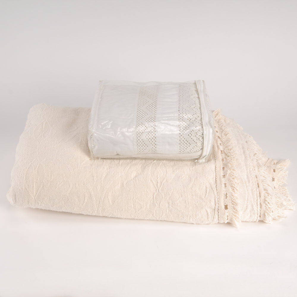 Vintage Counterpane and Hand Crochet Sheets