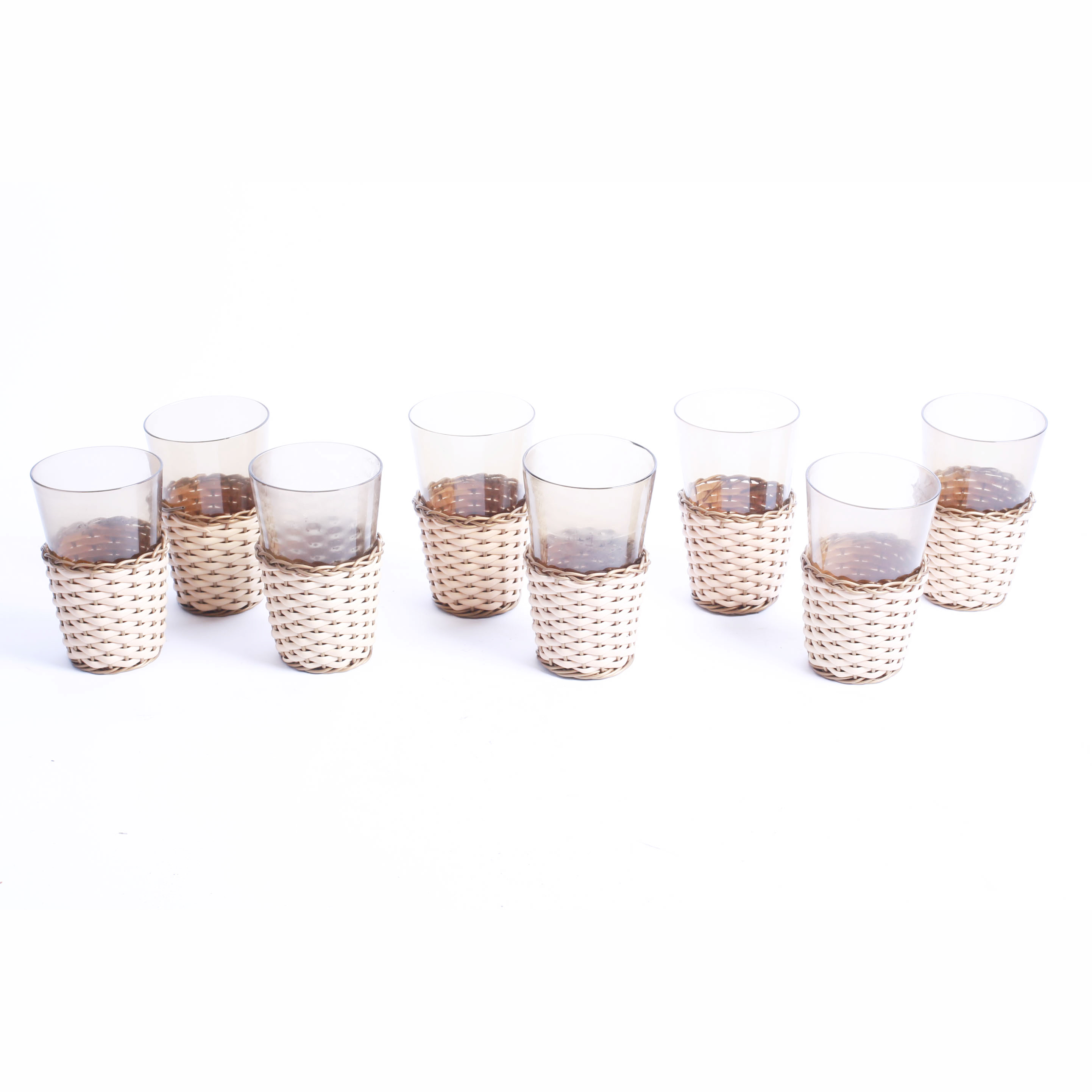 Eight Vintage Glasses with Wicker Cases