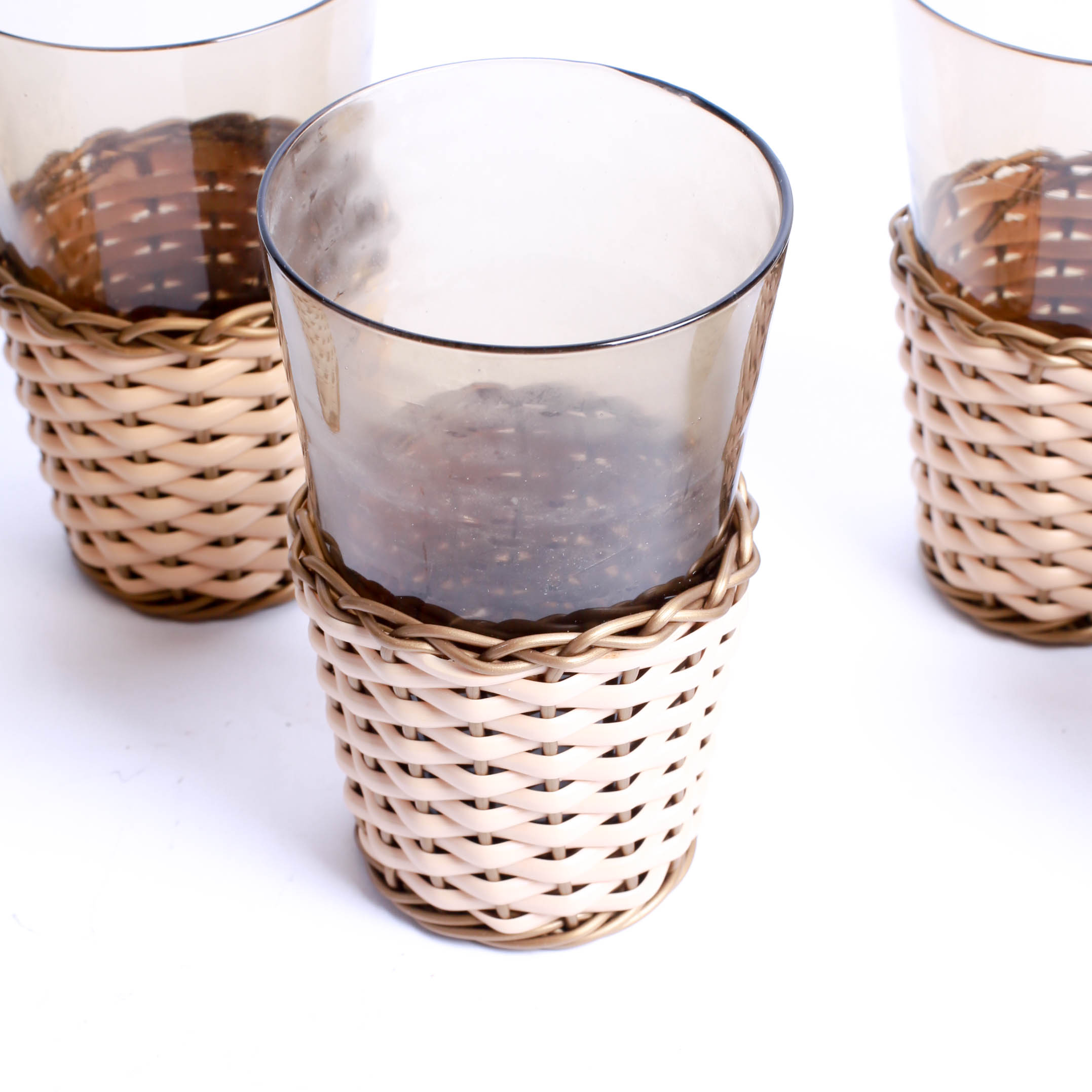 Eight Vintage Glasses with Wicker Cases