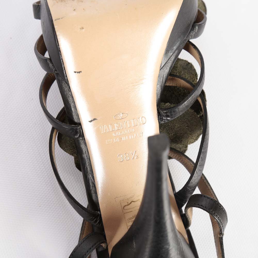 Valentino Black Leather Strappy Platform Sandal