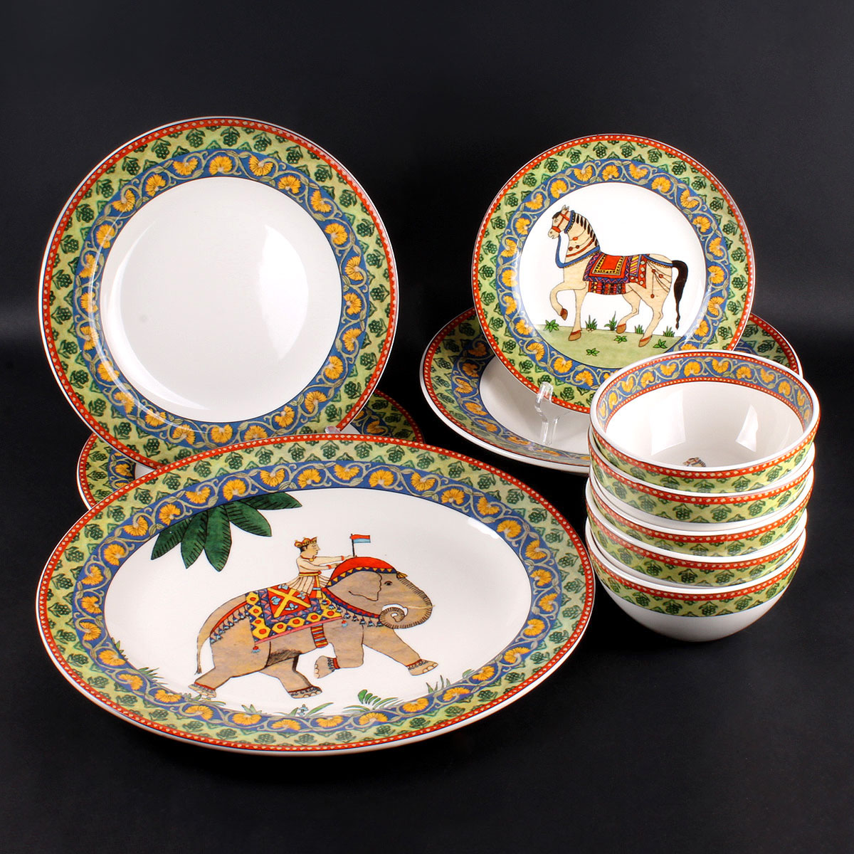 World Market Voyage "Horse" and "Elephant" Earthenware Dishes