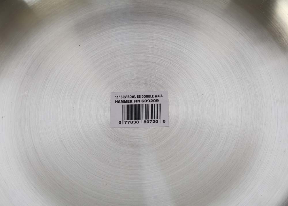 Pair of Hammered Finish Stainless Steel Serving Bowls