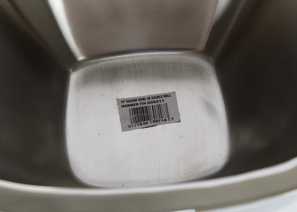 Pair of Hammered Finish Stainless Steel Serving Bowls