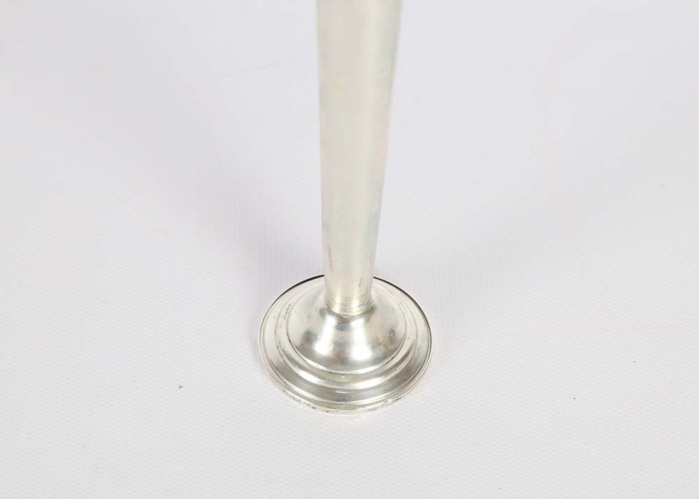 Weighted Sterling and Silver Plate Candleholder and Vase Grouping