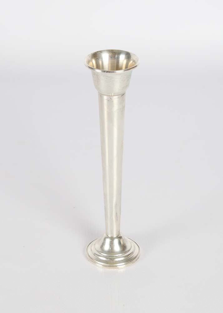 Weighted Sterling and Silver Plate Candleholder and Vase Grouping
