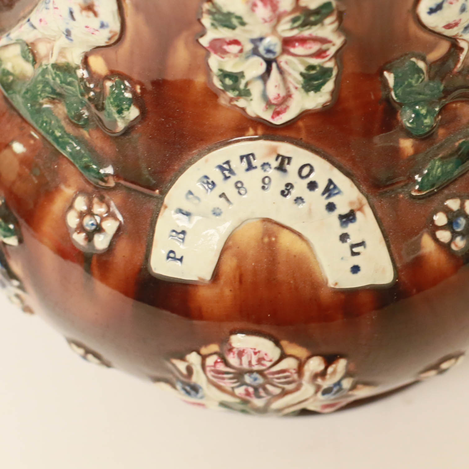 Large Antique  Brown Porcelain Teapot