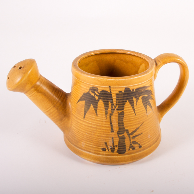 Japanese Pottery Watering Can and Numano Sake Carafe