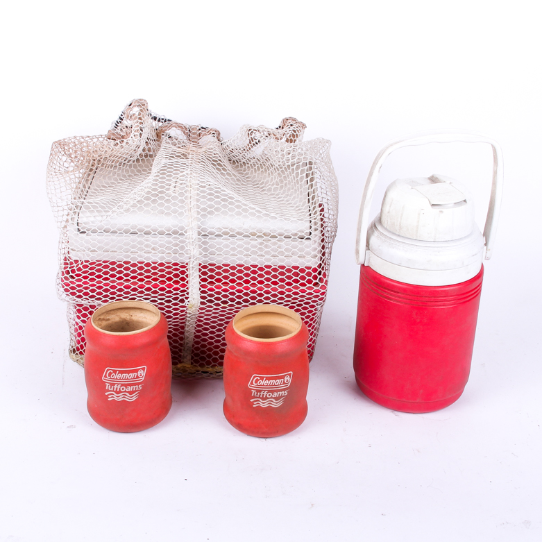 Vintage Coleman Cooler and Accessories