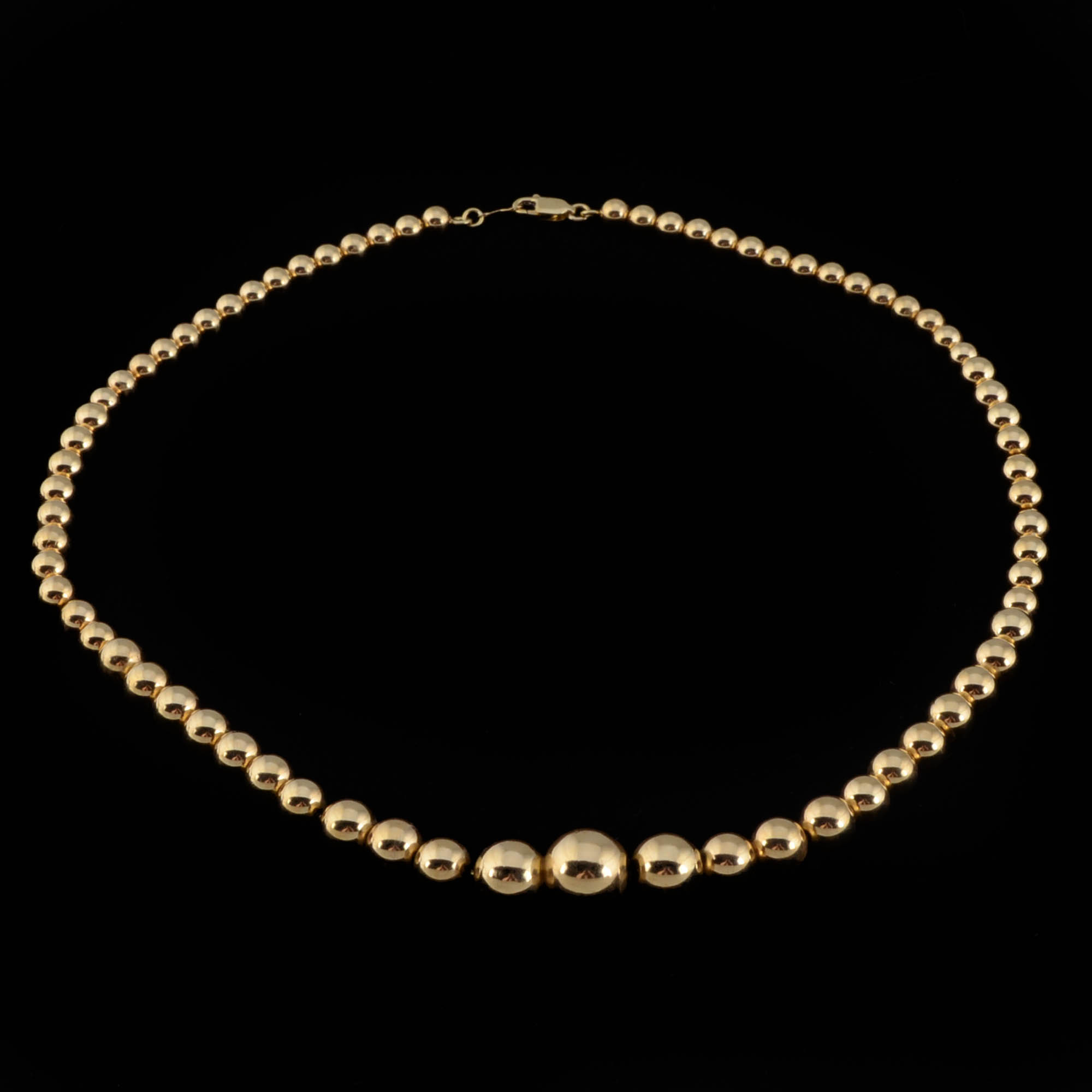Aurafin Italian 18K Yellow Gold Graduated Ball Bead Necklace