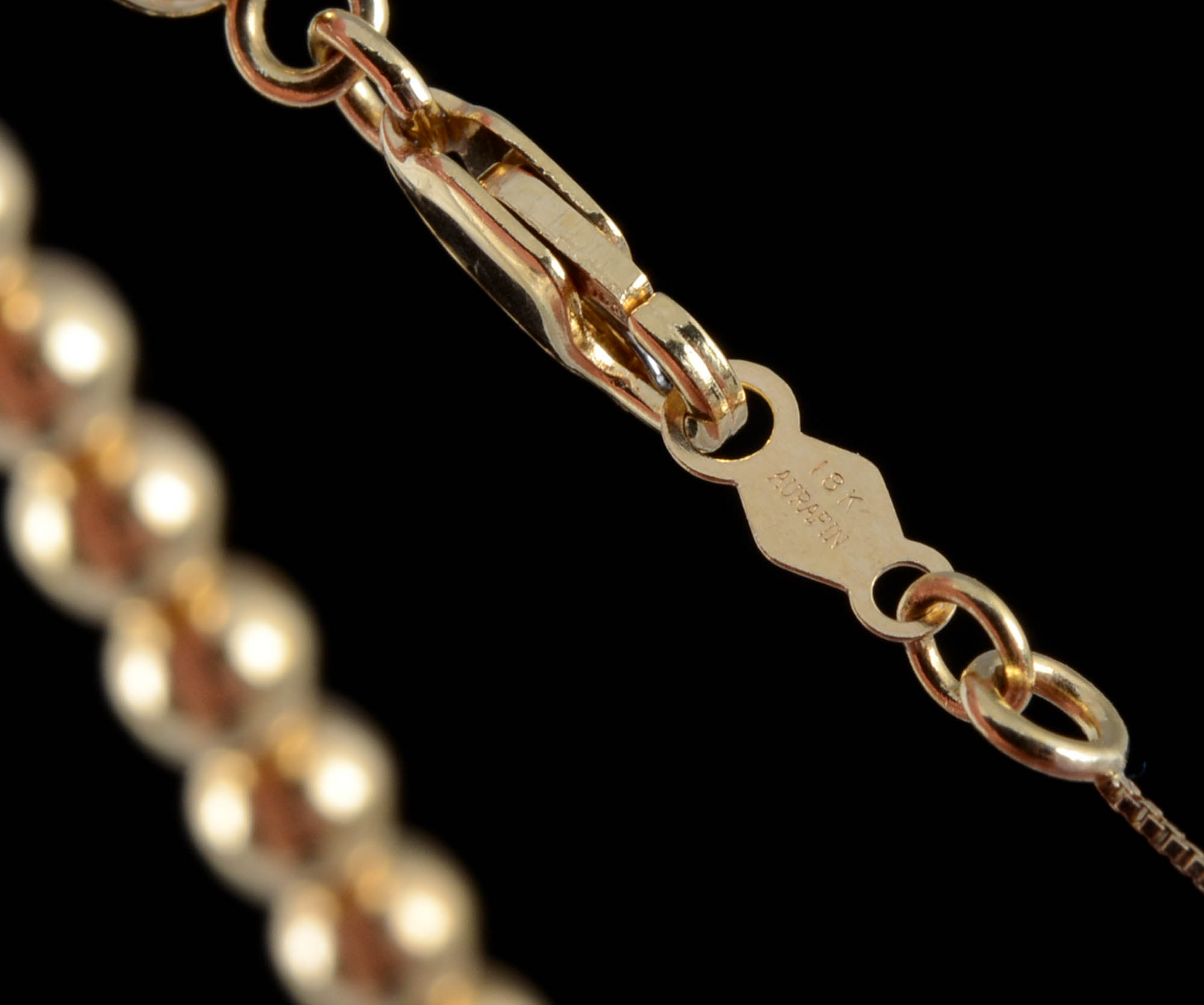 Aurafin Italian 18K Yellow Gold Graduated Ball Bead Necklace