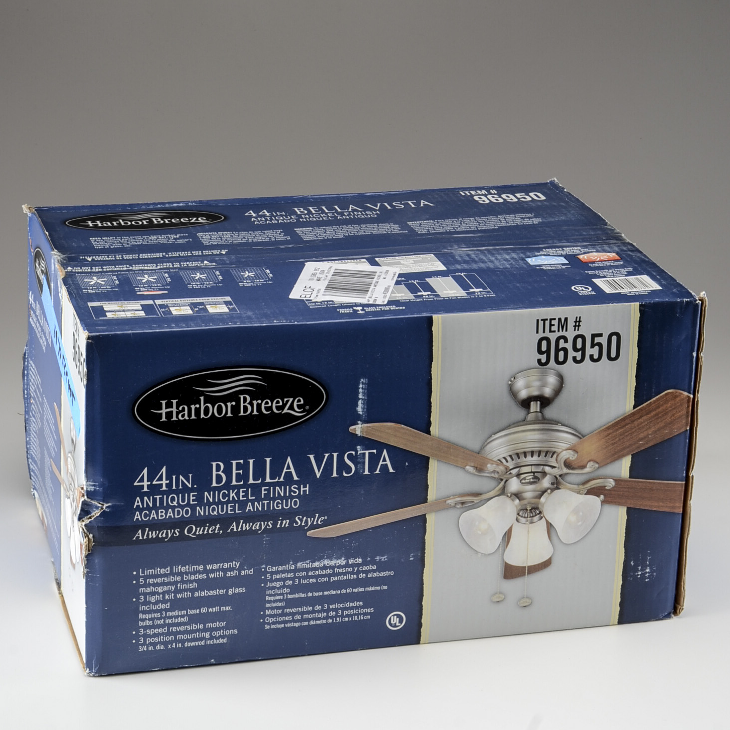 Harbor Breeze Bellevue 44"  Indoor Ceiling Fan with Light Kit