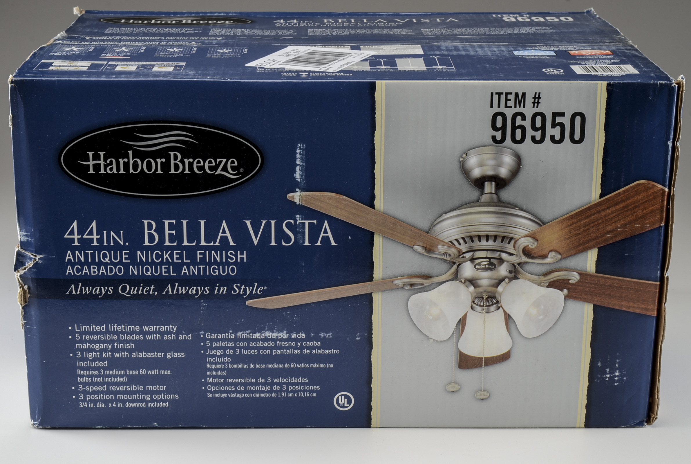 Harbor Breeze Bellevue 44"  Indoor Ceiling Fan with Light Kit