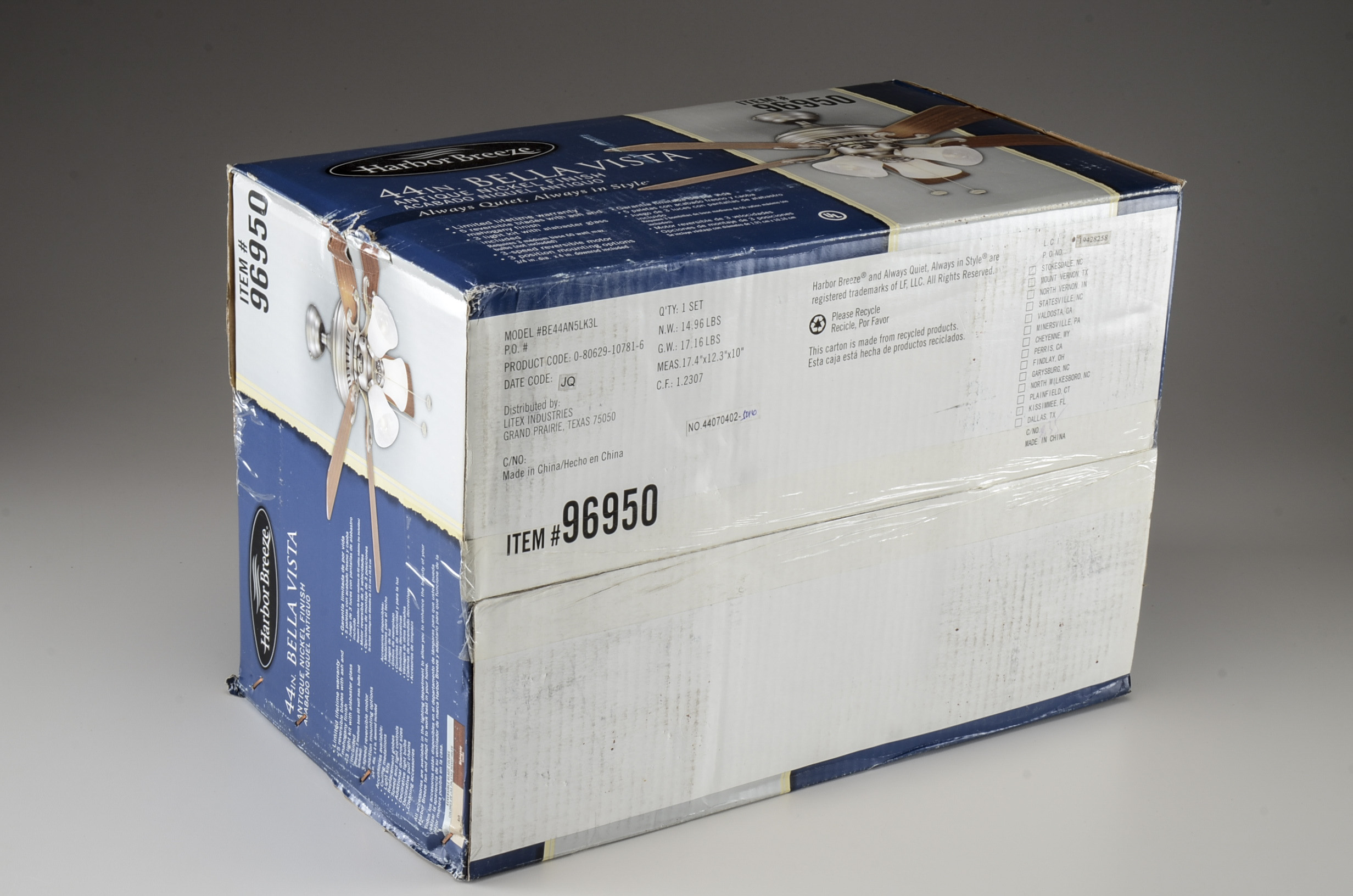 Harbor Breeze Bellevue 44"  Indoor Ceiling Fan with Light Kit