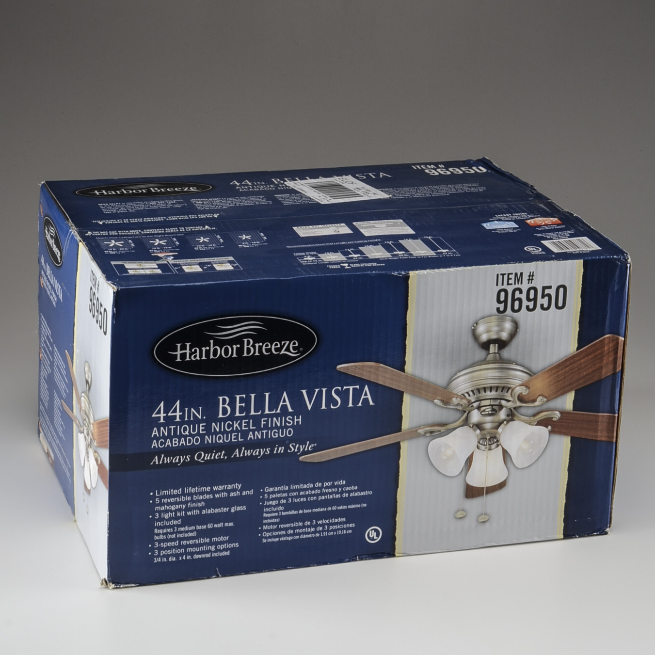 Harbor Breeze Bellevue 44" Indoor Ceiling Fan with Light Kit
