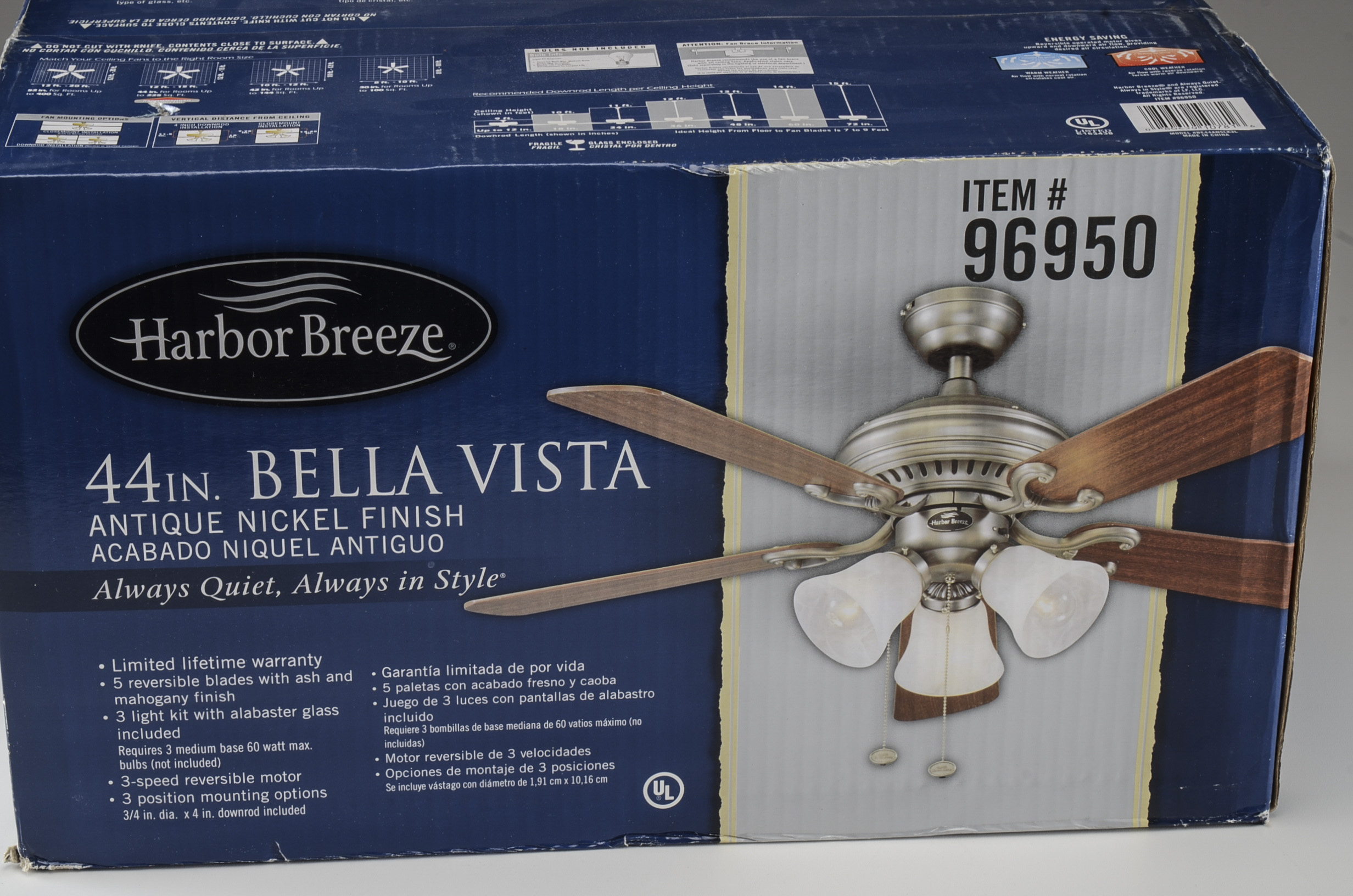 Harbor Breeze Bellevue 44" Indoor Ceiling Fan with Light Kit