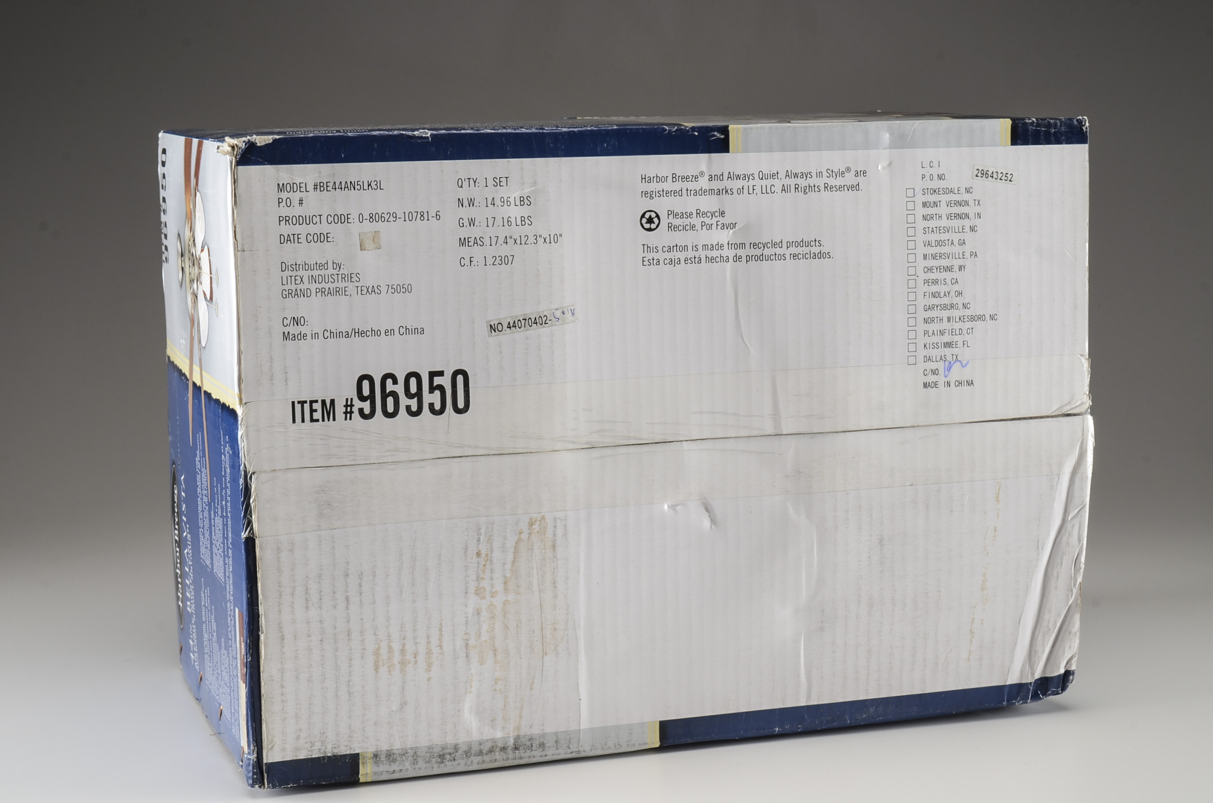 Harbor Breeze Bellevue 44" Indoor Ceiling Fan with Light Kit