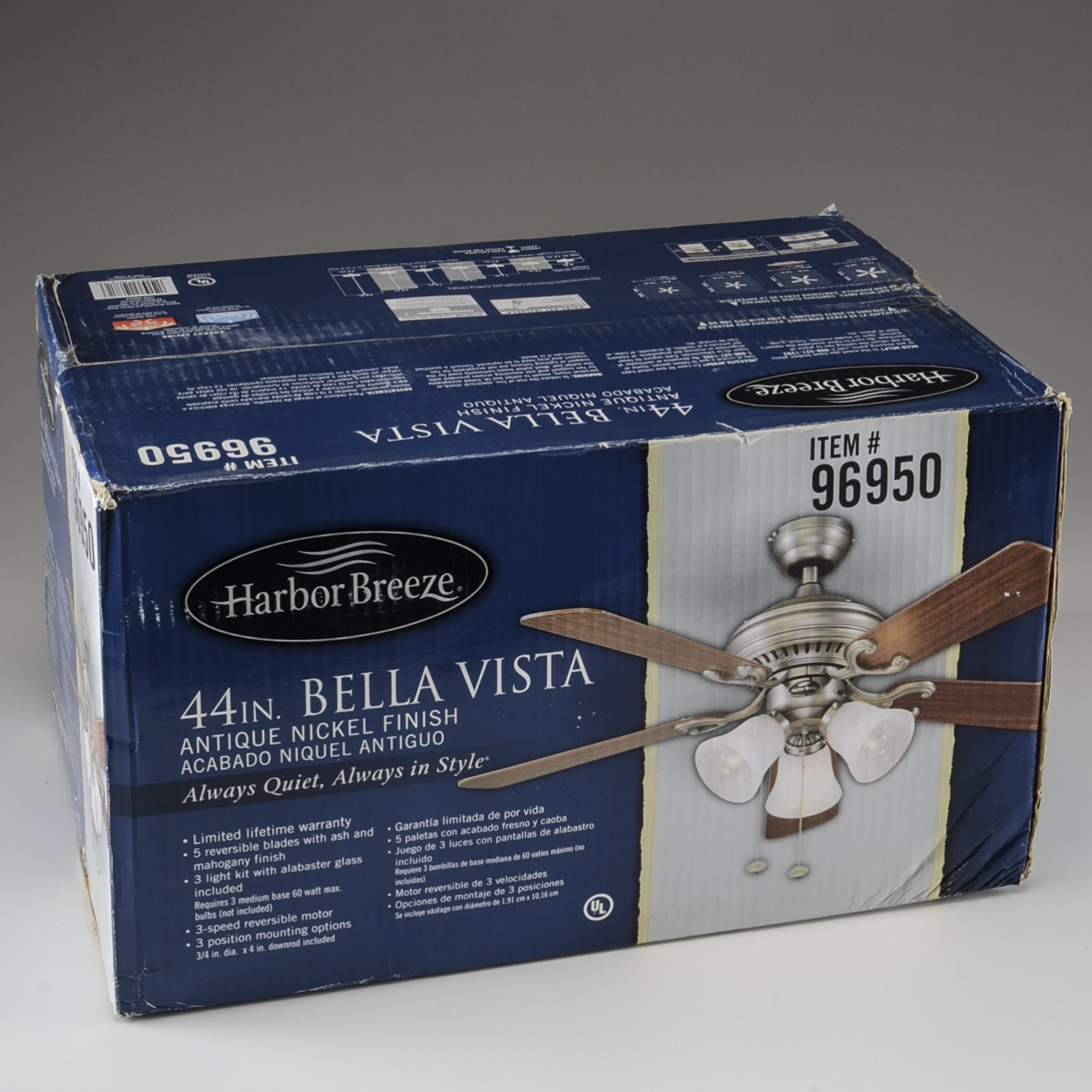 Harbor Breeze Bellevue 44" Indoor Ceiling Fan with Light Kit