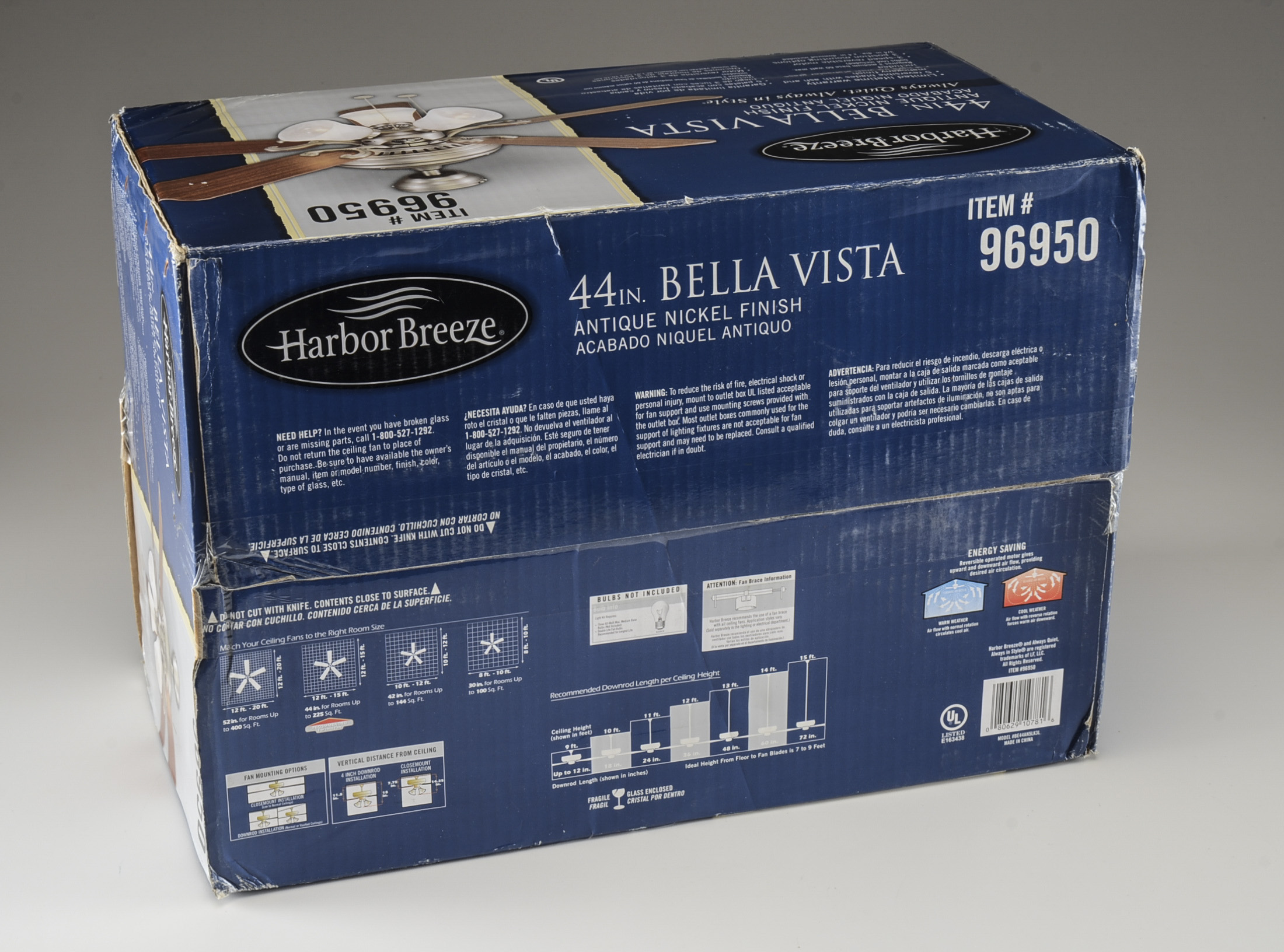 Harbor Breeze Bellevue 44" Indoor Ceiling Fan with Light Kit