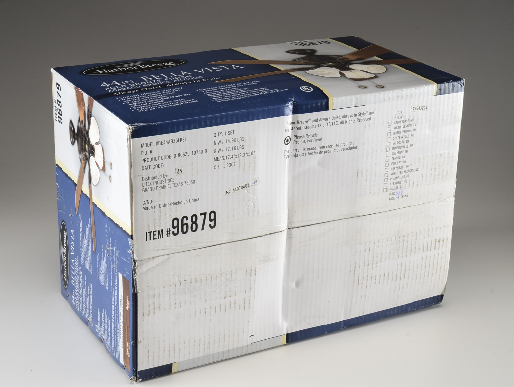 Harbor Breeze Bellevue 44"  Indoor Ceiling Fan with Light Kit