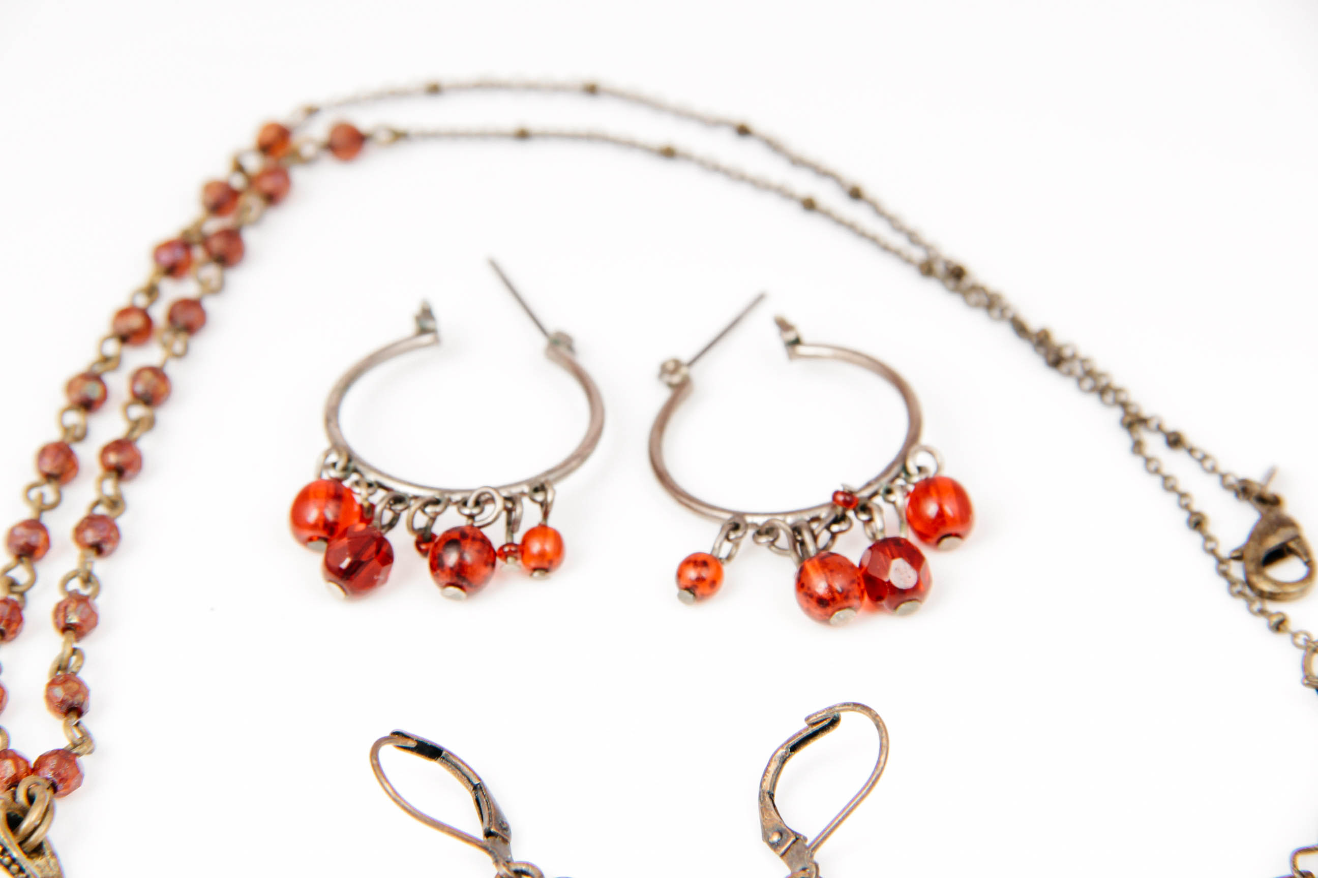 Vintage Avon SAQ Necklace and Two Pairs of Earrings