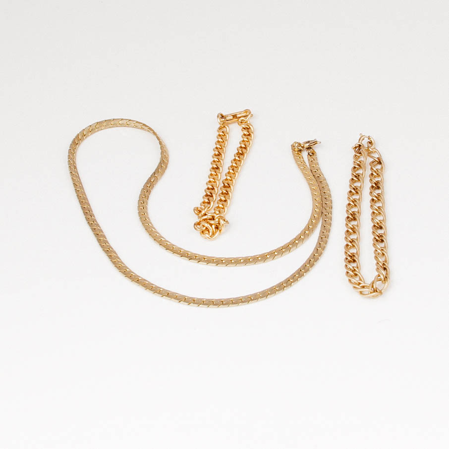 Vintage Gold Plated Necklace and Bracelets