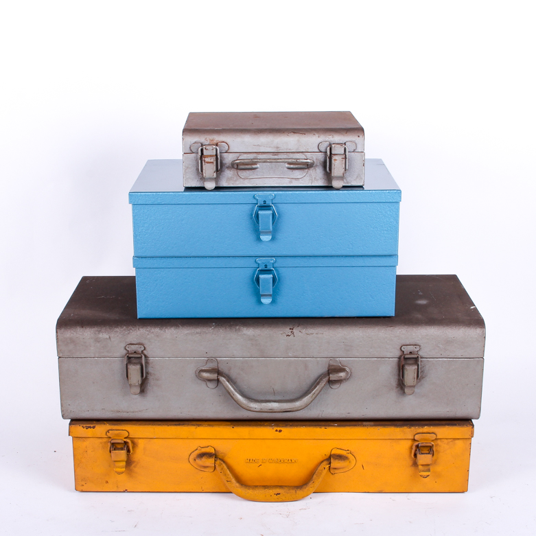 Assortment of Metal Tool Boxes