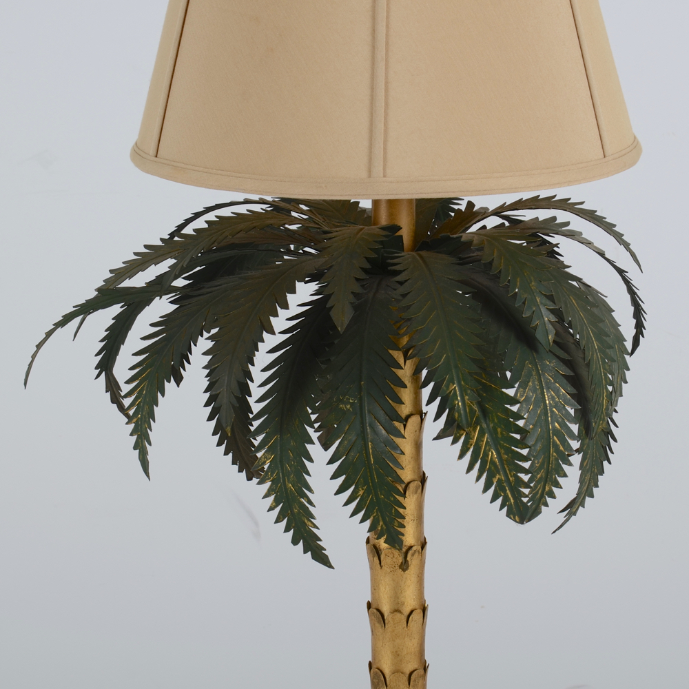 Gilt and Painted Tole Palm Tree Lamp