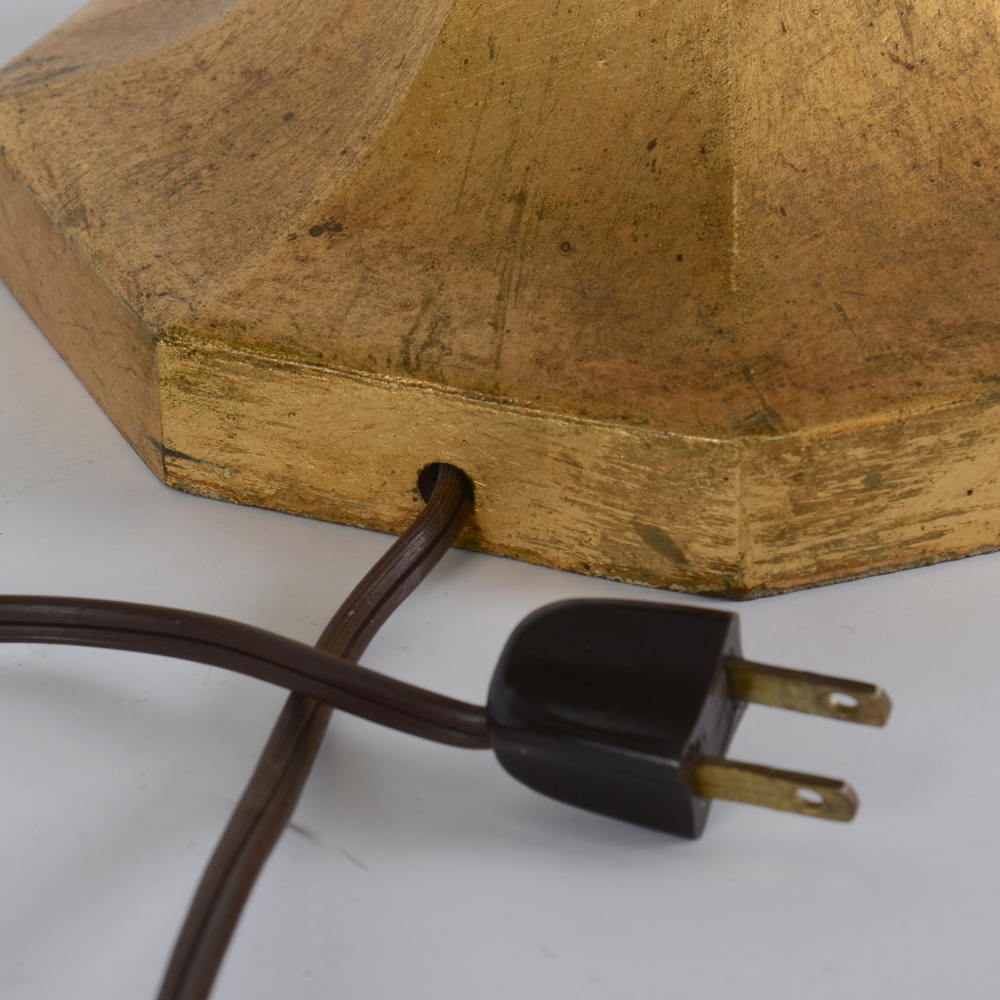 Gilt and Painted Tole Palm Tree Lamp