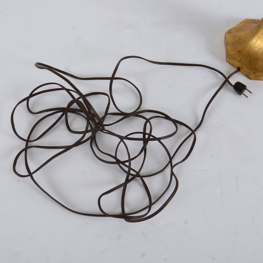 Gilt and Painted Tole Palm Tree Lamp