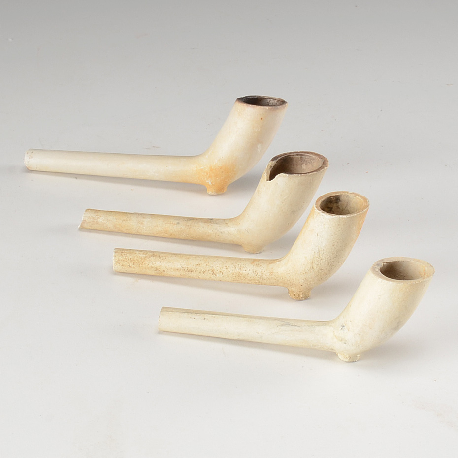 Four Antique White Clay Pipes