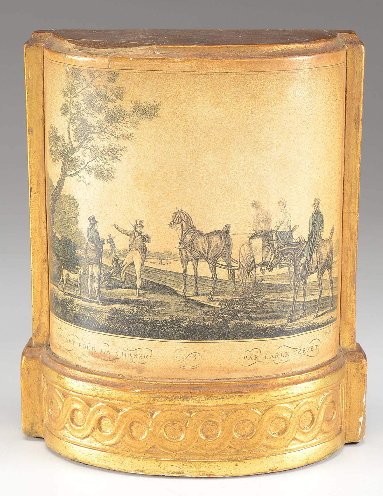 Pair of Decoupaged Composite Bookends with Horse Motif