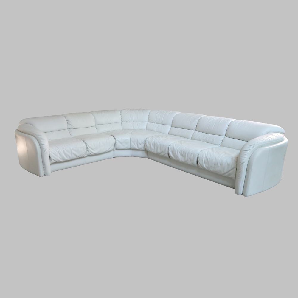 White Leather Sectional Sofa