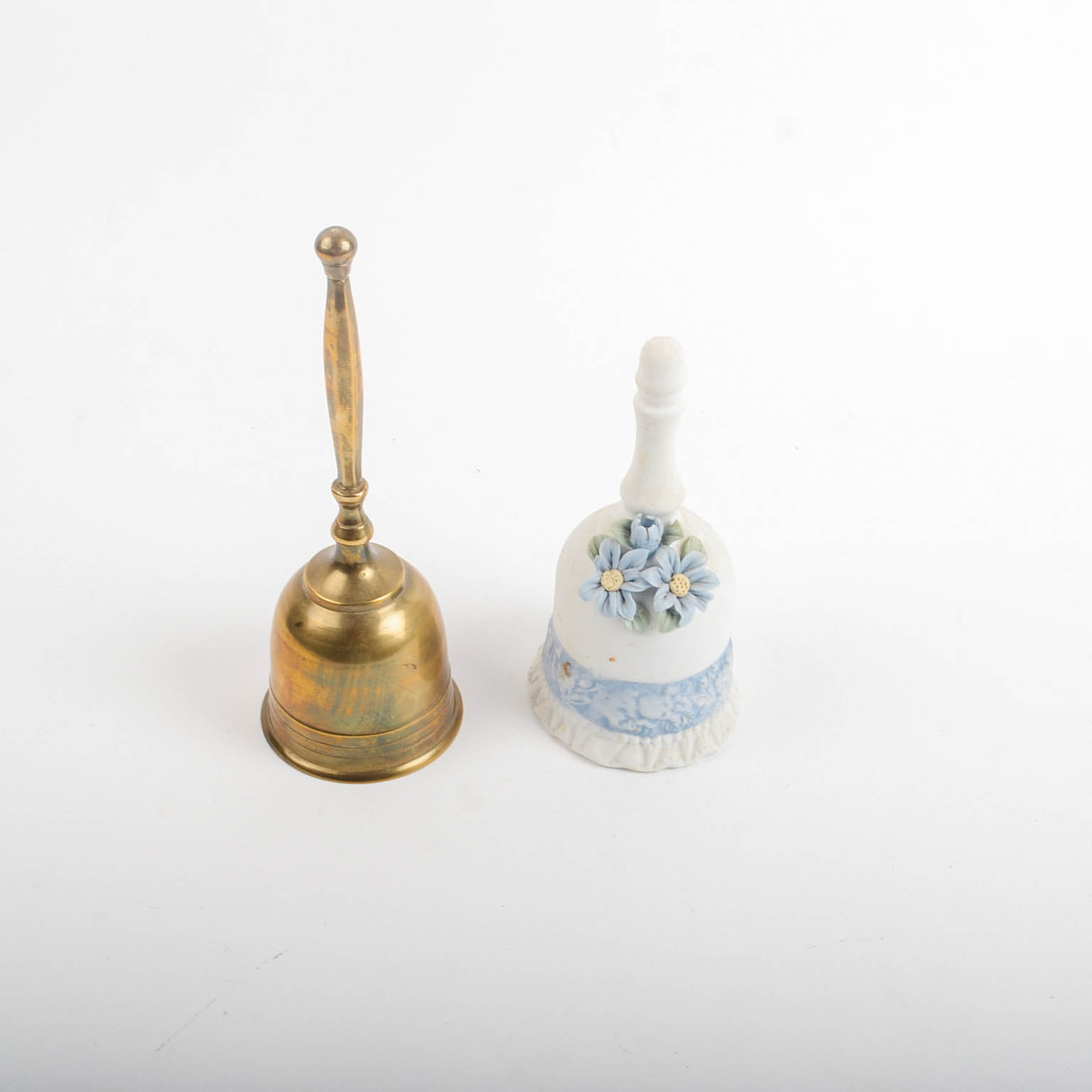 Vintage Brass Bell and Bisque Bell