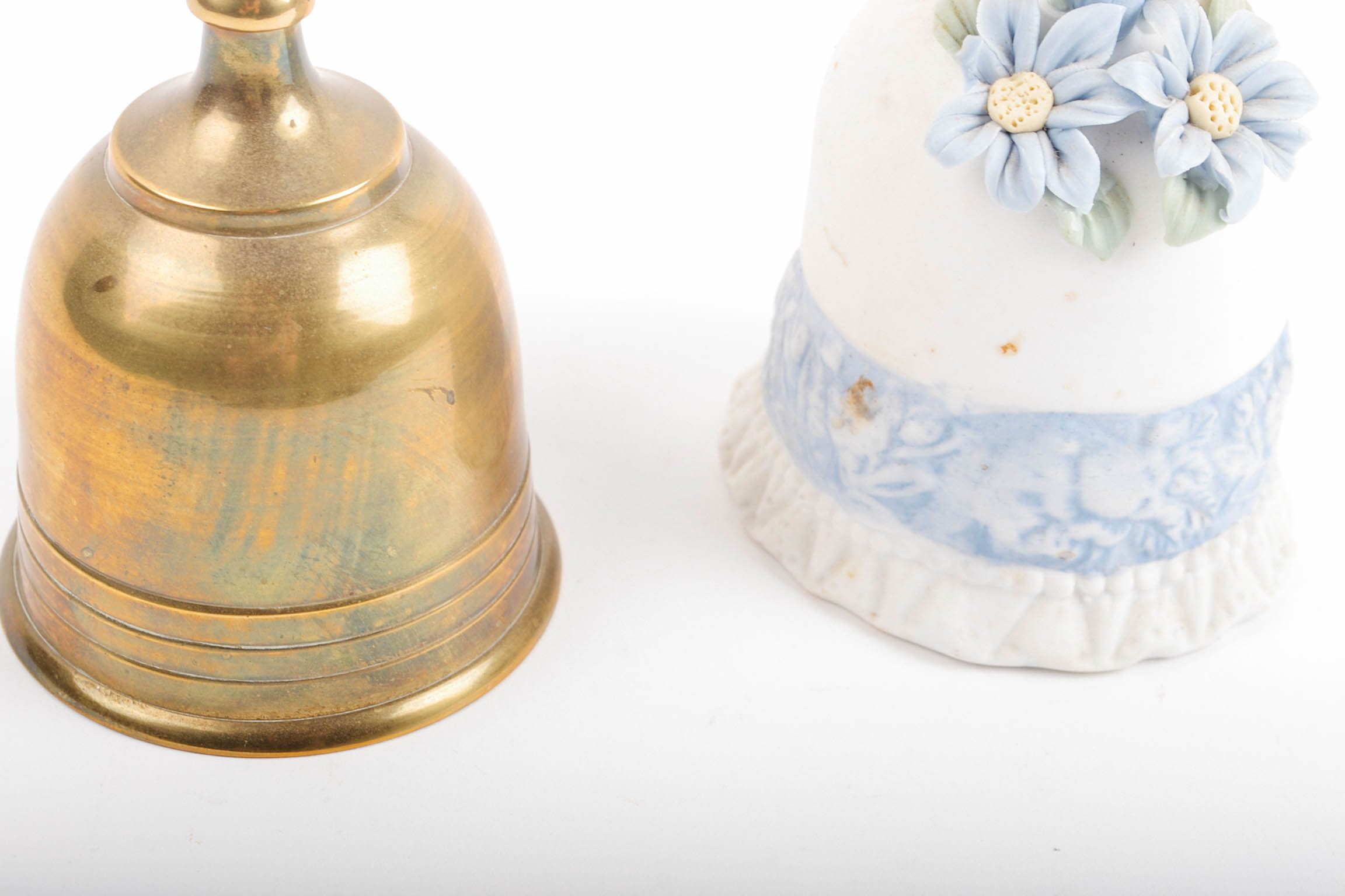 Vintage Brass Bell and Bisque Bell