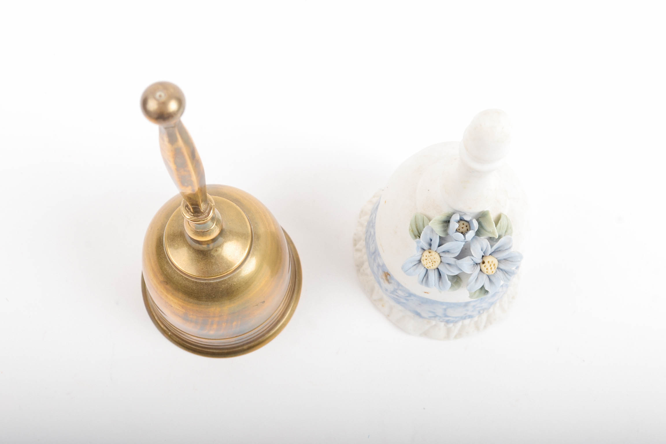 Vintage Brass Bell and Bisque Bell