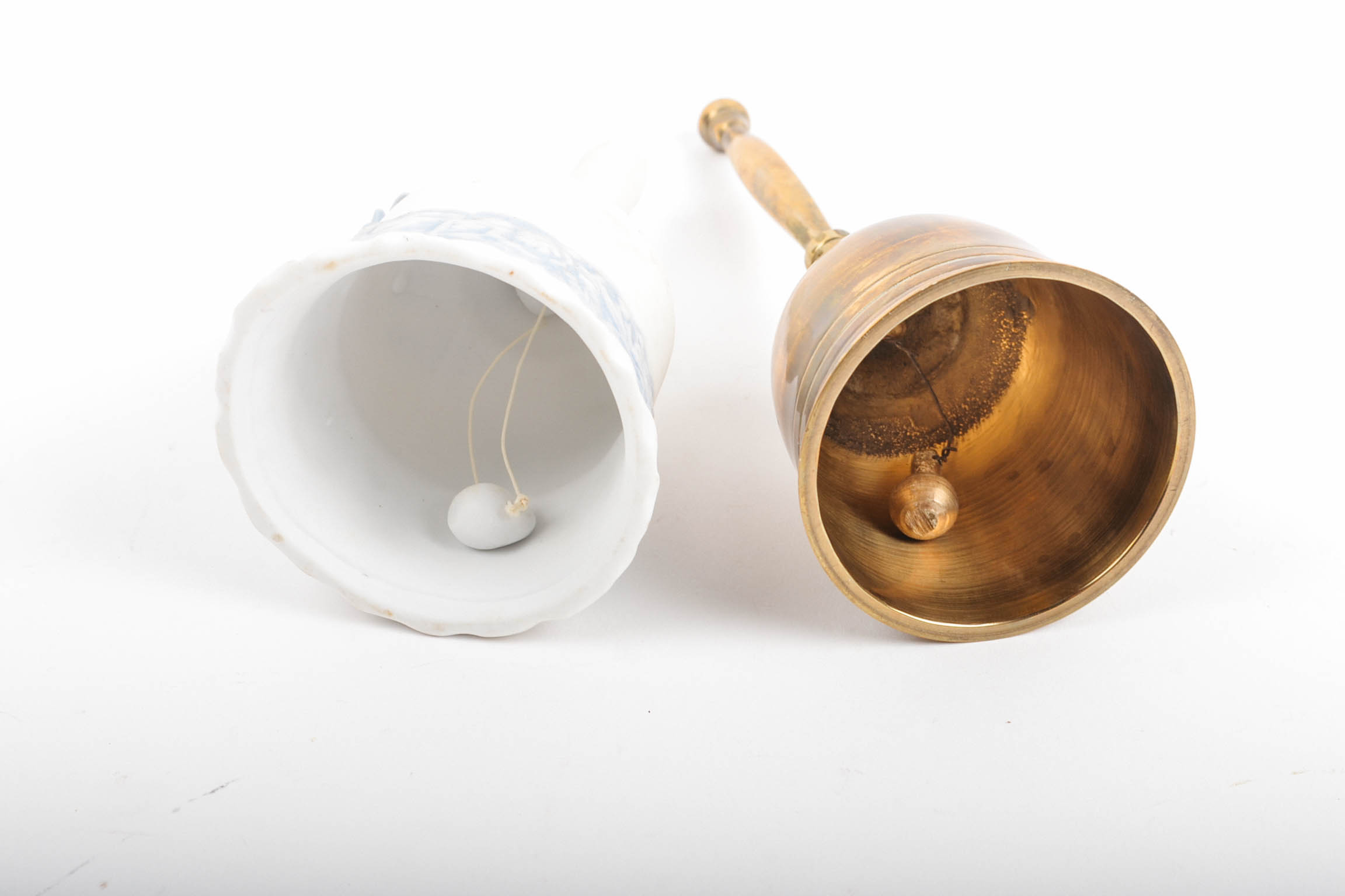 Vintage Brass Bell and Bisque Bell