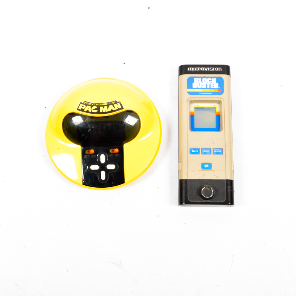 Vintage 1970s-80s Pac Man and Block Busters Handheld Electronic Games