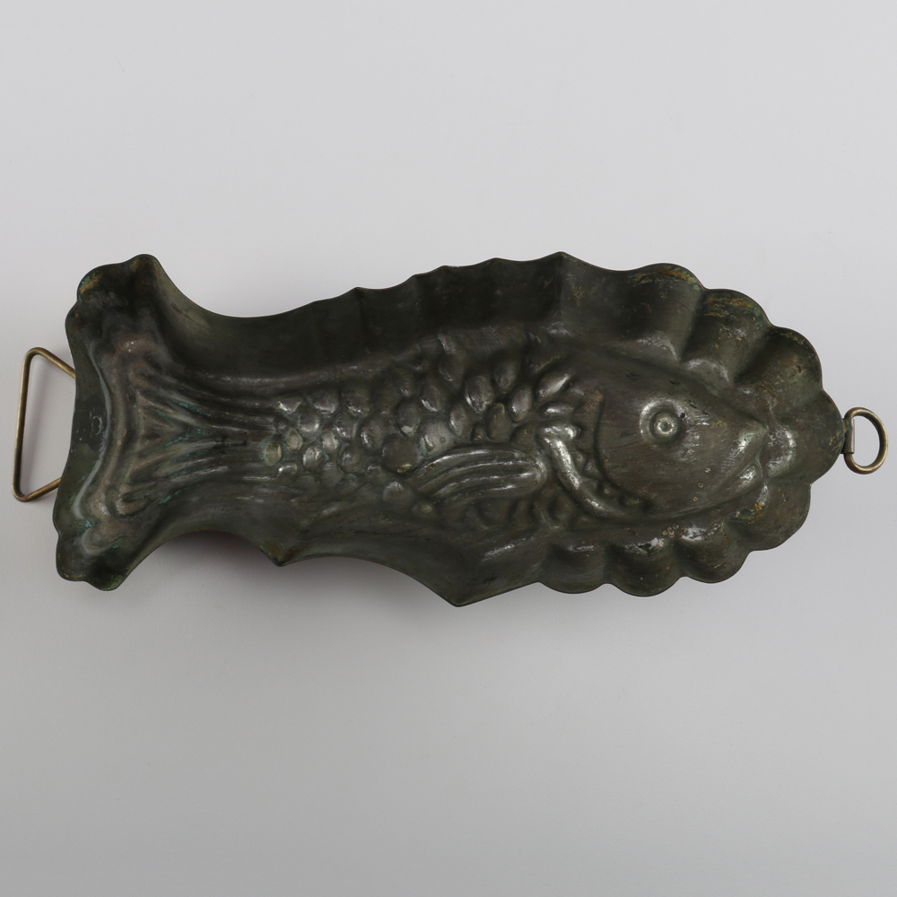 Two Vintage Copper Finish Fish Molds