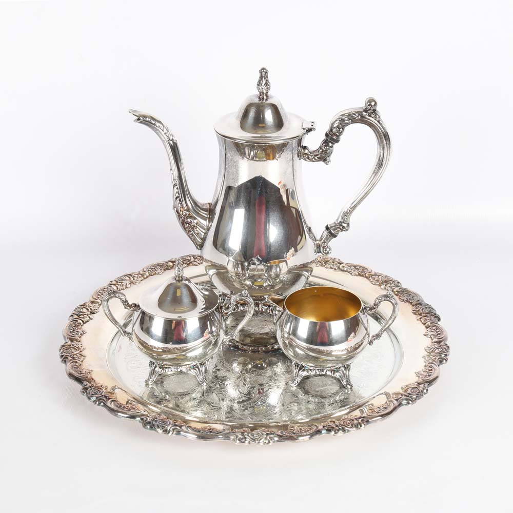 Oneida Silver Tone Tea Service and Tray