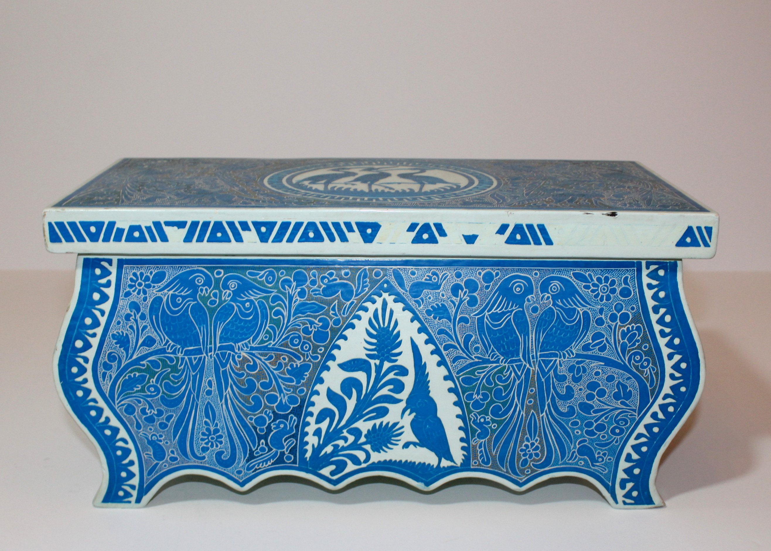 Hinged Wood Box With Bird Motifs