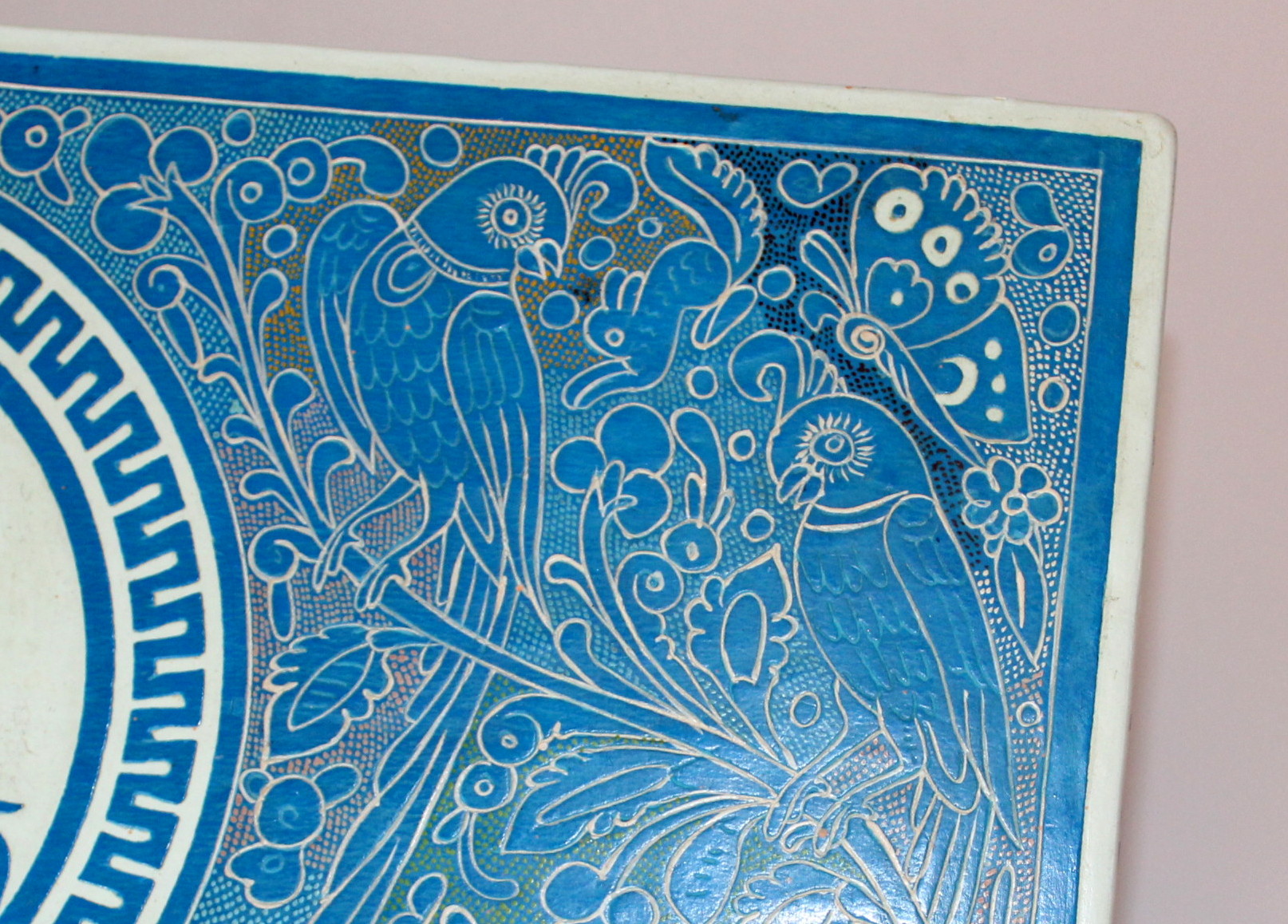 Hinged Wood Box With Bird Motifs