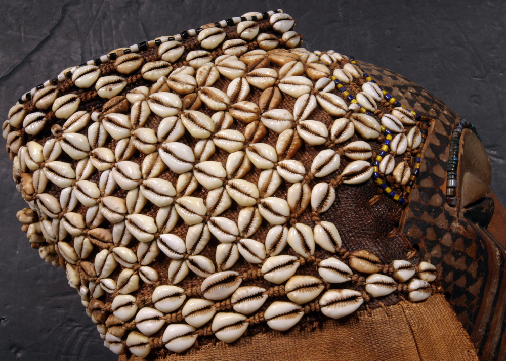 Kuba "Ngaady a Mwaash" African Cowrie Shell Ceremonial Full Head Mask