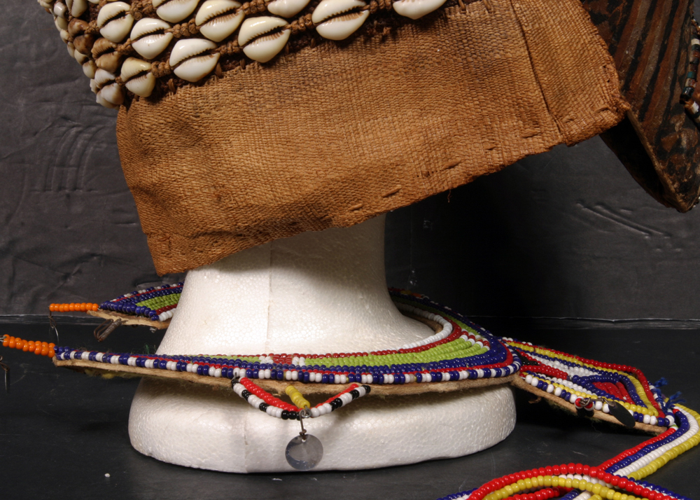 Kuba "Ngaady a Mwaash" African Cowrie Shell Ceremonial Full Head Mask