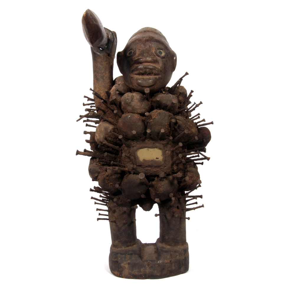 African Yombe Congo Nail Fetish Medicine Man Sculpture
