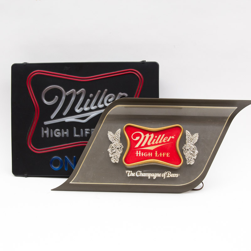 Vintage Light Up Miller High Life Bar Signs