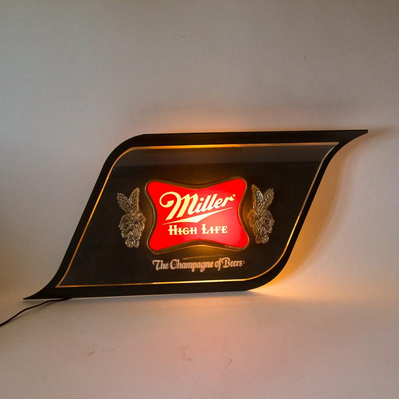 Vintage Light Up Miller High Life Bar Signs