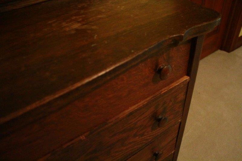 Vintage Wood Chest of Drawers with Mirror
