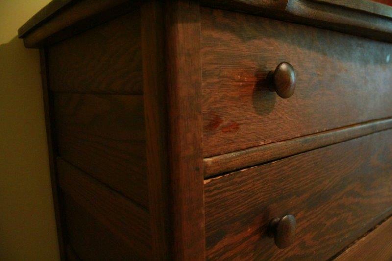 Vintage Wood Chest of Drawers with Mirror