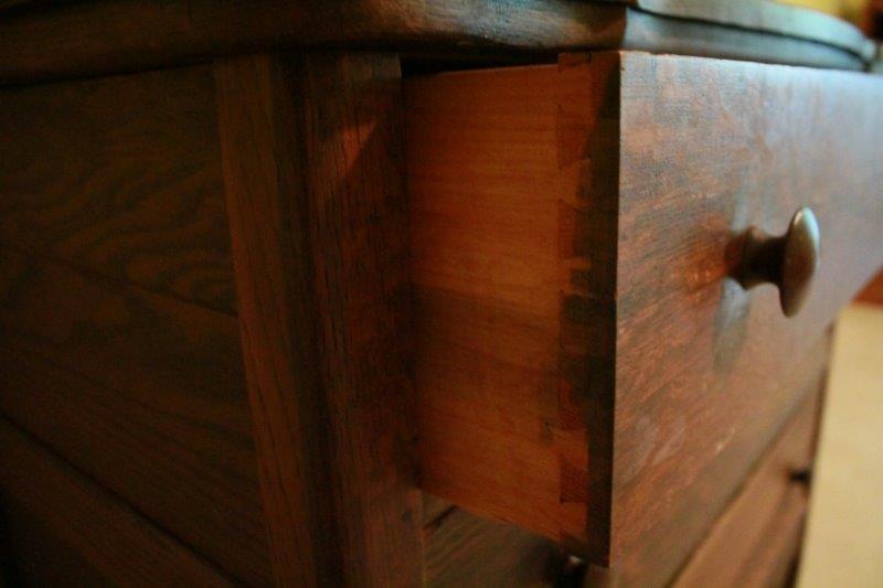 Vintage Wood Chest of Drawers with Mirror