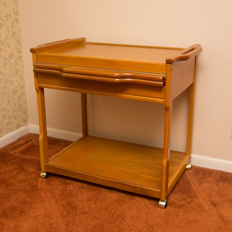Oak Kitchen Cart on Wheels
